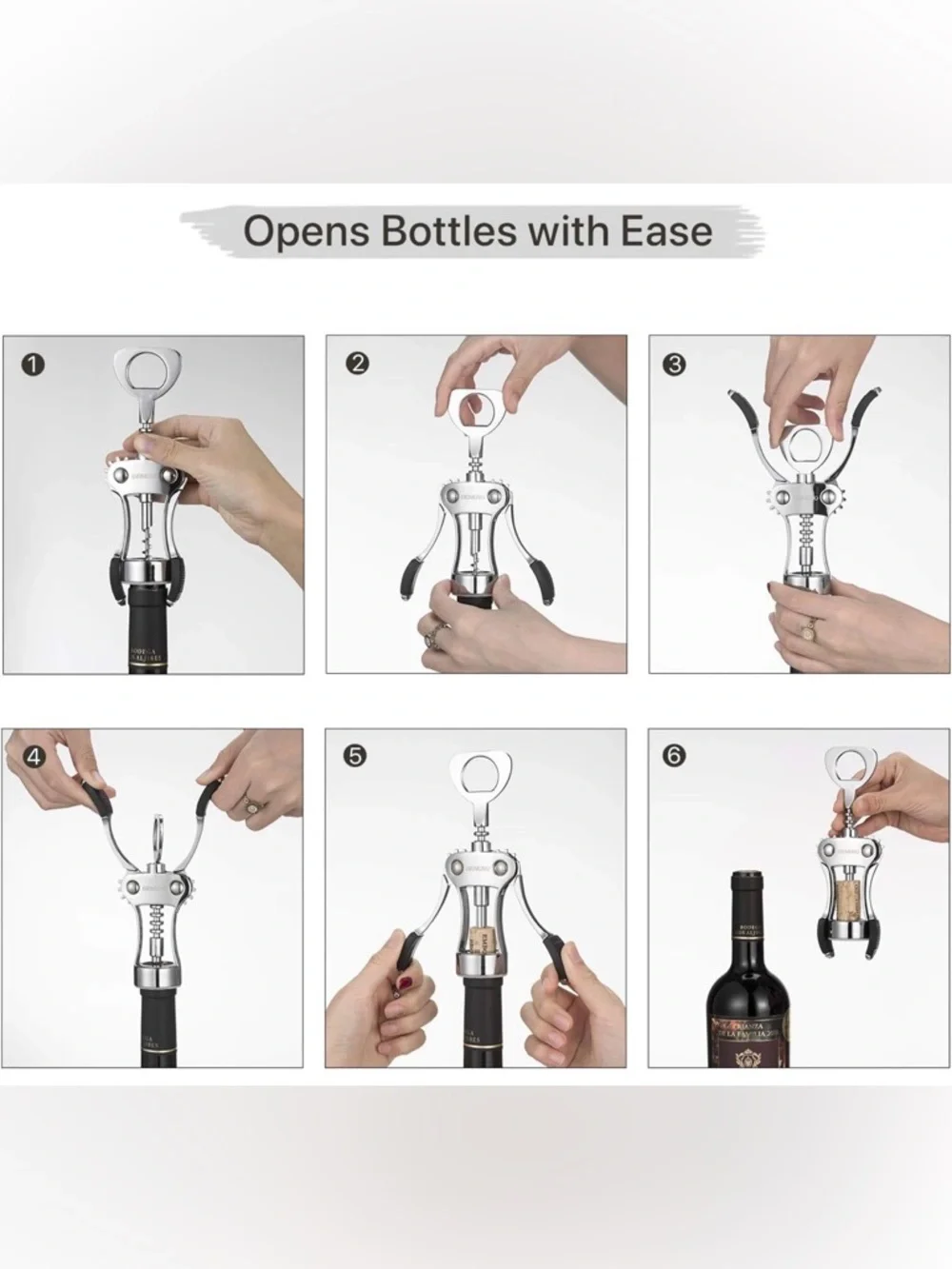 Beneno Wine Opener, Zinc Alloy Premium Wing Corkscrew with Bottle Opener